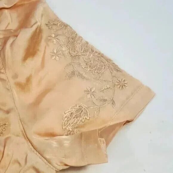 Free People Tan Ruffle Short Sleeve Pull Over Top XS NWT - Picture 3 of 6